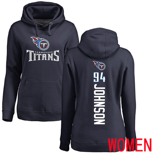 Tennessee Titans Navy Blue Women Austin Johnson Backer NFL Football #94 Pullover Hoodie Sweatshirts->nfl t-shirts->Sports Accessory